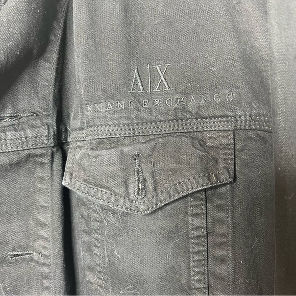 Armani Exchange Unisex Size XL Black Denim Jean Cotton Jacket - Picture 6 of 8